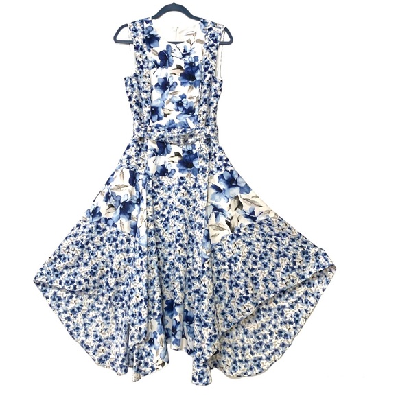 Calvin Klein Sleeveless Belted Handkerchief Floral Dress size 6 - Picture 6 of 11